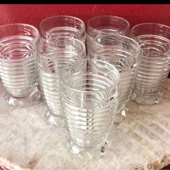 Anchor Hocking Bubble Base Depression Glass Tumbler Parfait Set of 7 - Picture 3 of 6